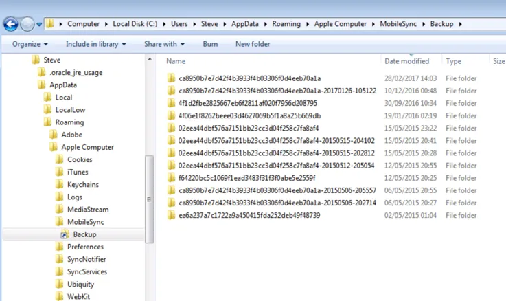 windows mobilesync backup